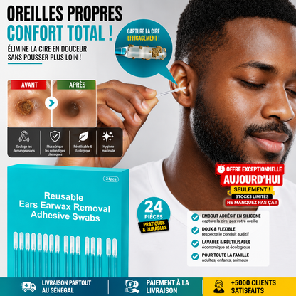 Bâtonnets Adhésifs Lavables pour l’Hygiène des Oreilles – Boîte de 24