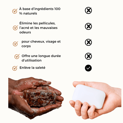 Savon noir africain clarifiant 3 en 1